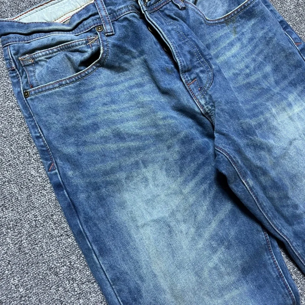 AW Selvedge Jeans 32x32 Blue Faded Straight Leg Button Fly Streetwear
